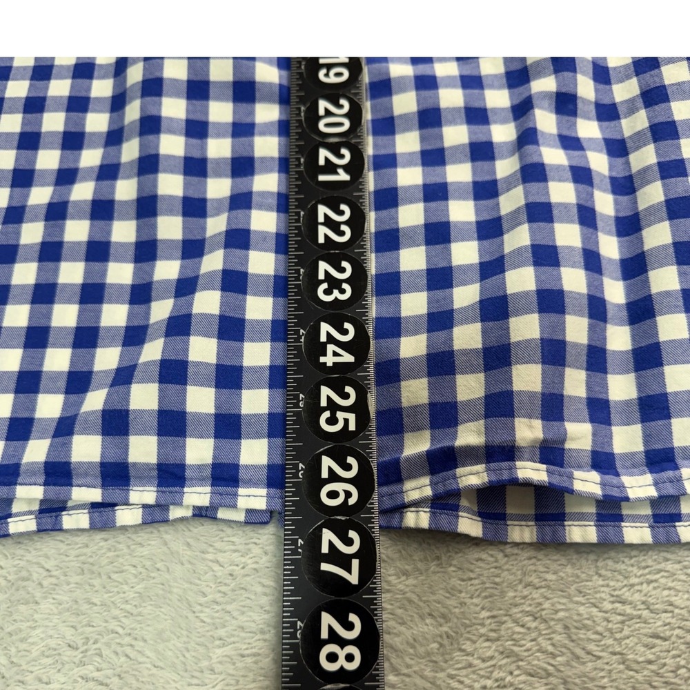 Talbots Top Womens Large Blue White Gingham Plaid Button Up Long Sleeve - Picture 5 of 8